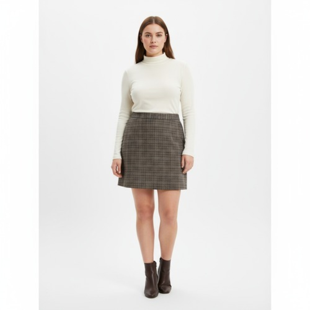 Antonio Melani Mini Skirt Womens Plus Size 18 Brown Plaid Trendy Fashion Lined